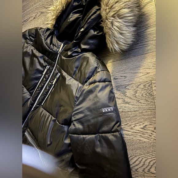 DKNY Black  women m’s TITA Parka Puffer Coat with Hood and Mid-Thigh Length - Picture 11 of 15